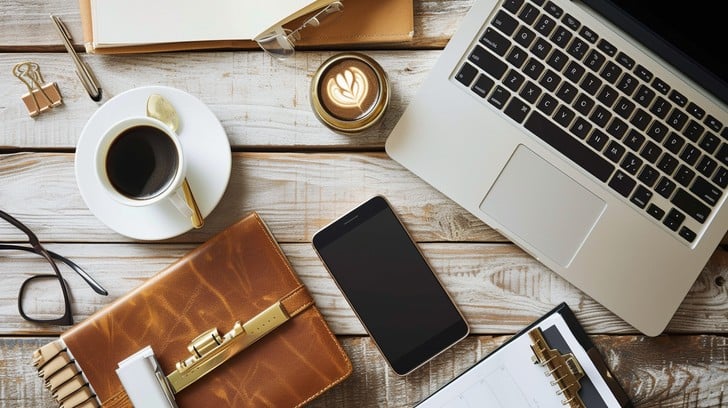 Desk classic with coffee